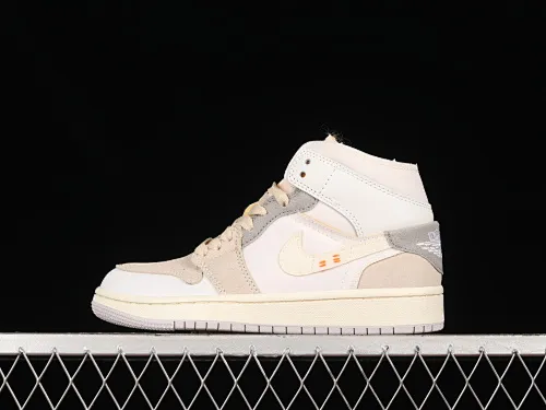 All categories Air Jordan Jordan series basketball shoes Air Jordan 1 Mid Air Jordan 1 Mid "White And Phantom" AJ1 Joe 1 seam deconstruction DM9652-100